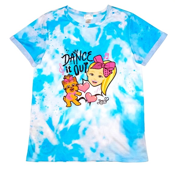 NEW JOJO SIWA Tie Dye Tee Shirt DANCE IT OUT Jojo & BowBow Large Blue Girl’s - Picture 1 of 16